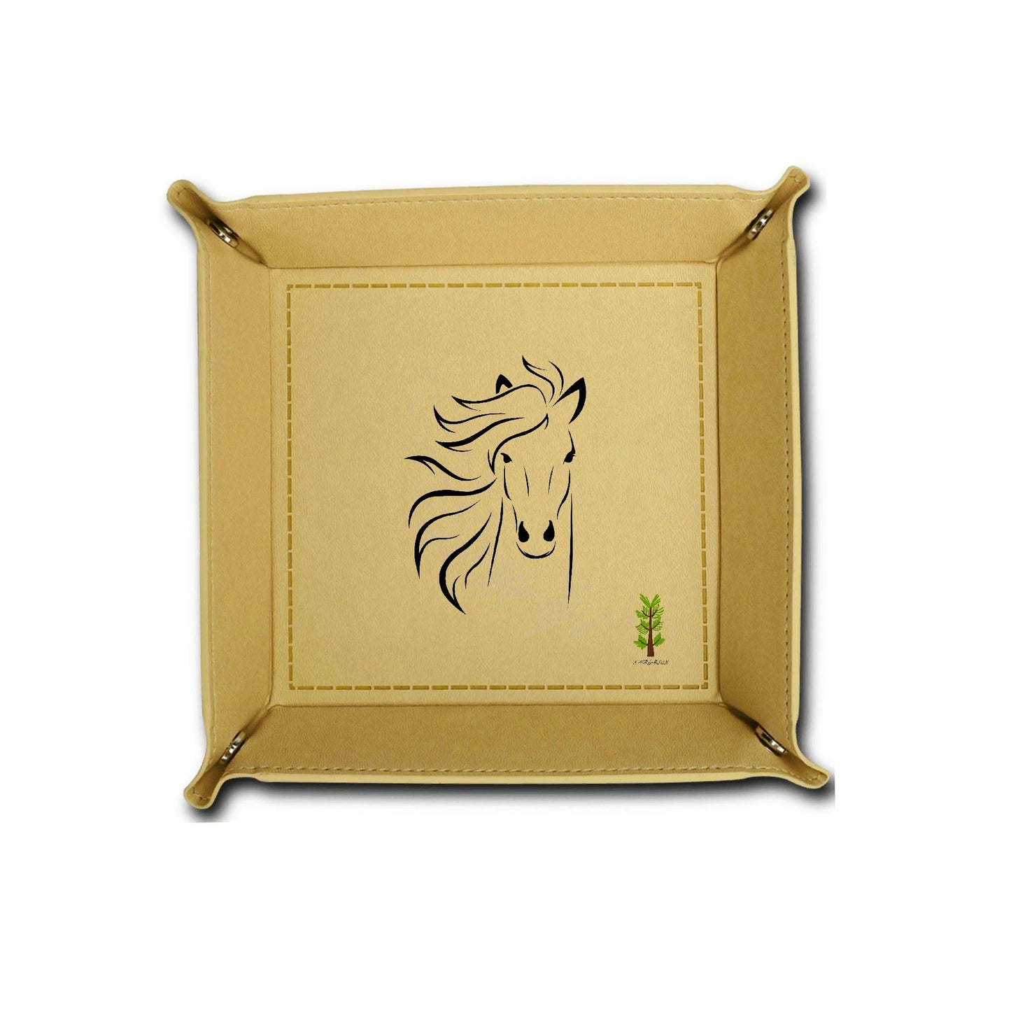 Evergreen Horse Line - Custom Designs for PU Leather Valet Tray with Jewelry Key Coin Glasses Tray