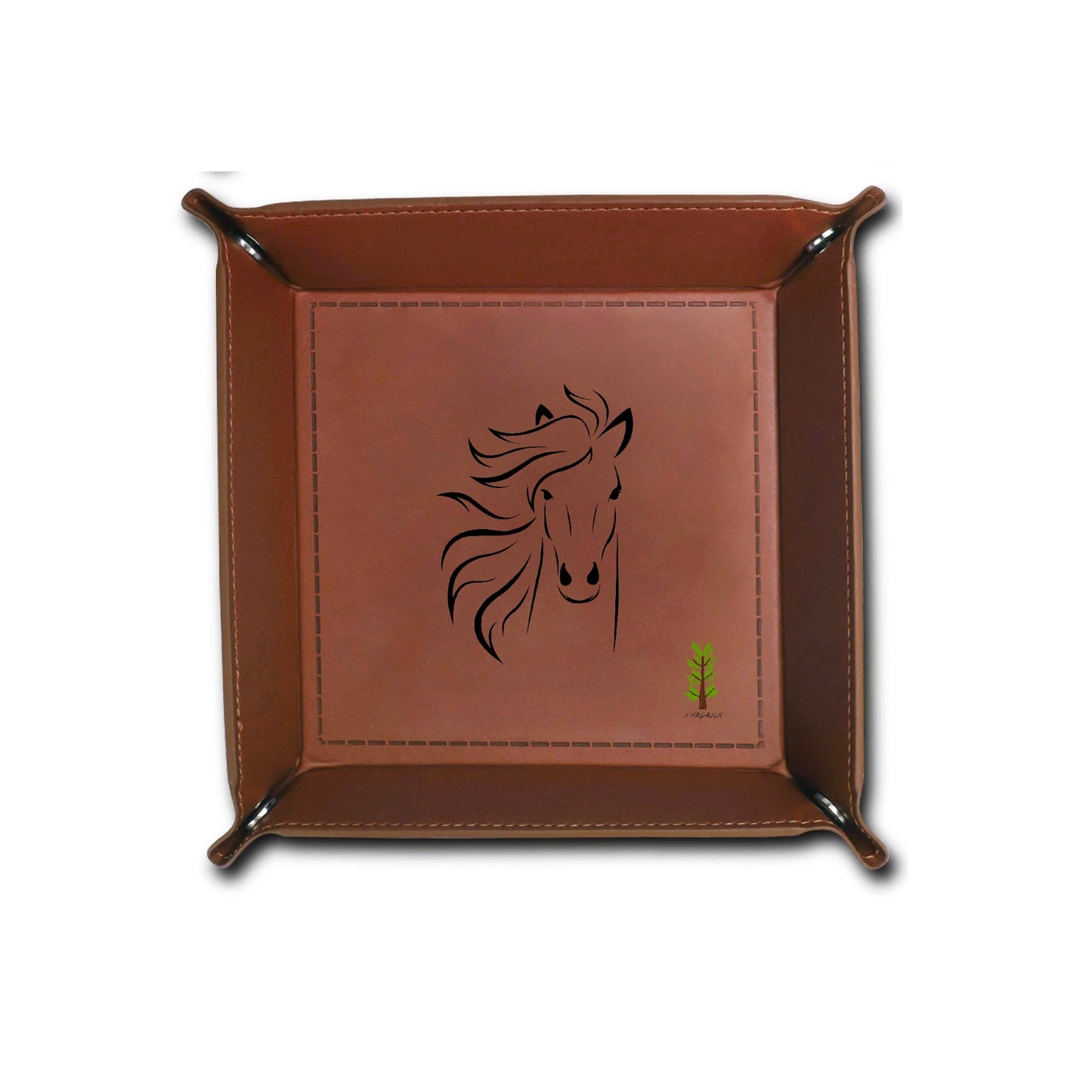Evergreen Horse Line - Custom Designs for PU Leather Valet Tray with Jewelry Key Coin Glasses Tray