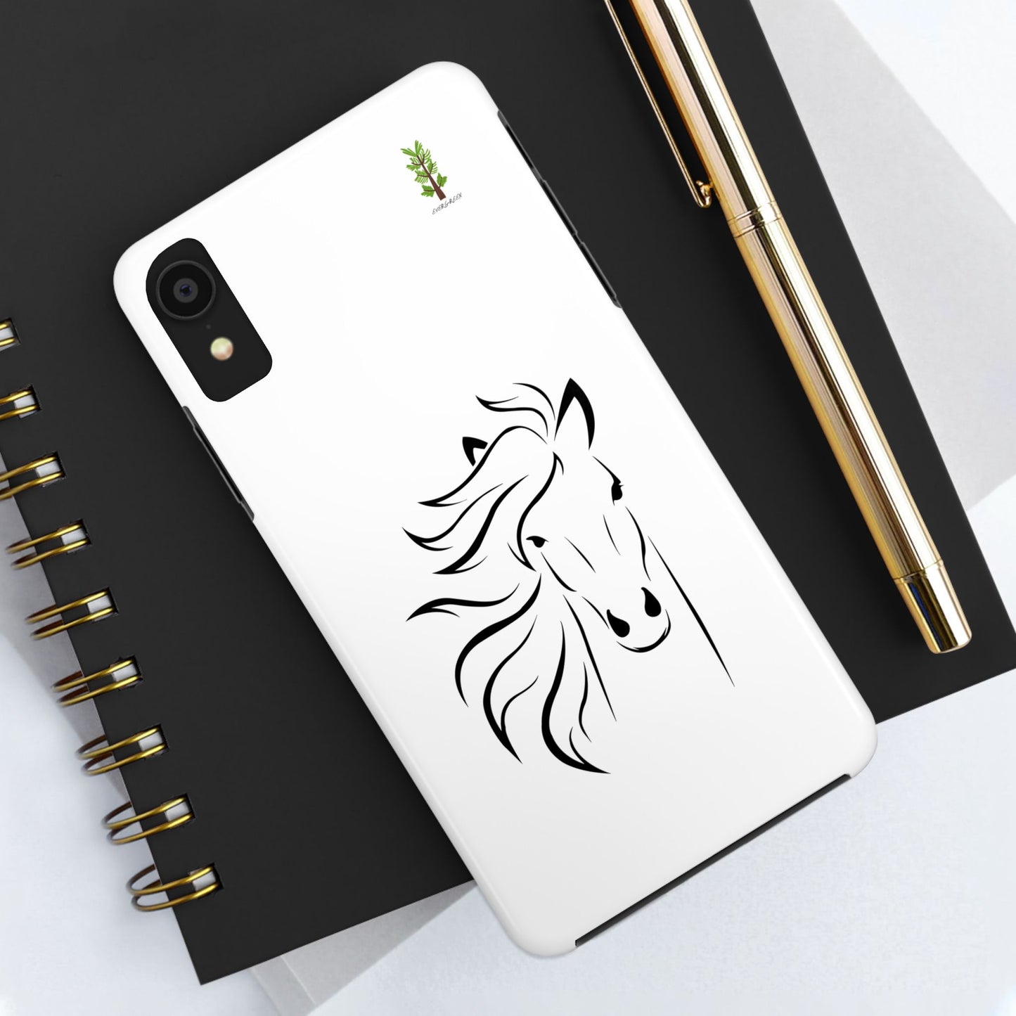 Evergreen Horse Line - Elegant Horse Design Tough Phone Case - Durable Protection for Equestrian Lovers