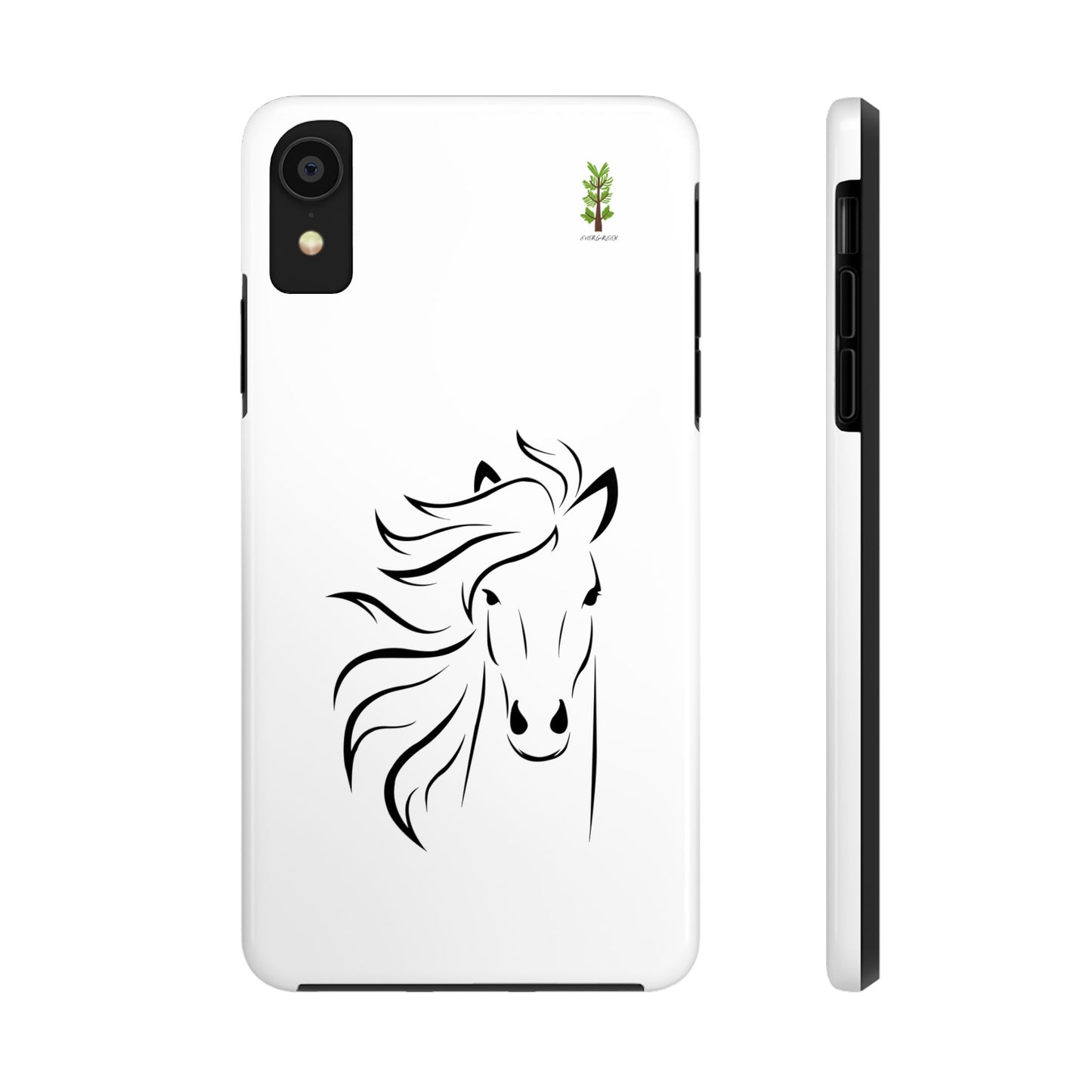 Evergreen Horse Line - Elegant Horse Design Tough Phone Case - Durable Protection for Equestrian Lovers