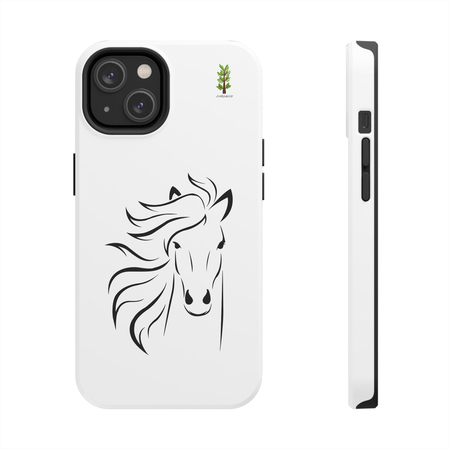 Evergreen Horse Line - Elegant Horse Design Tough Phone Case - Durable Protection for Equestrian Lovers