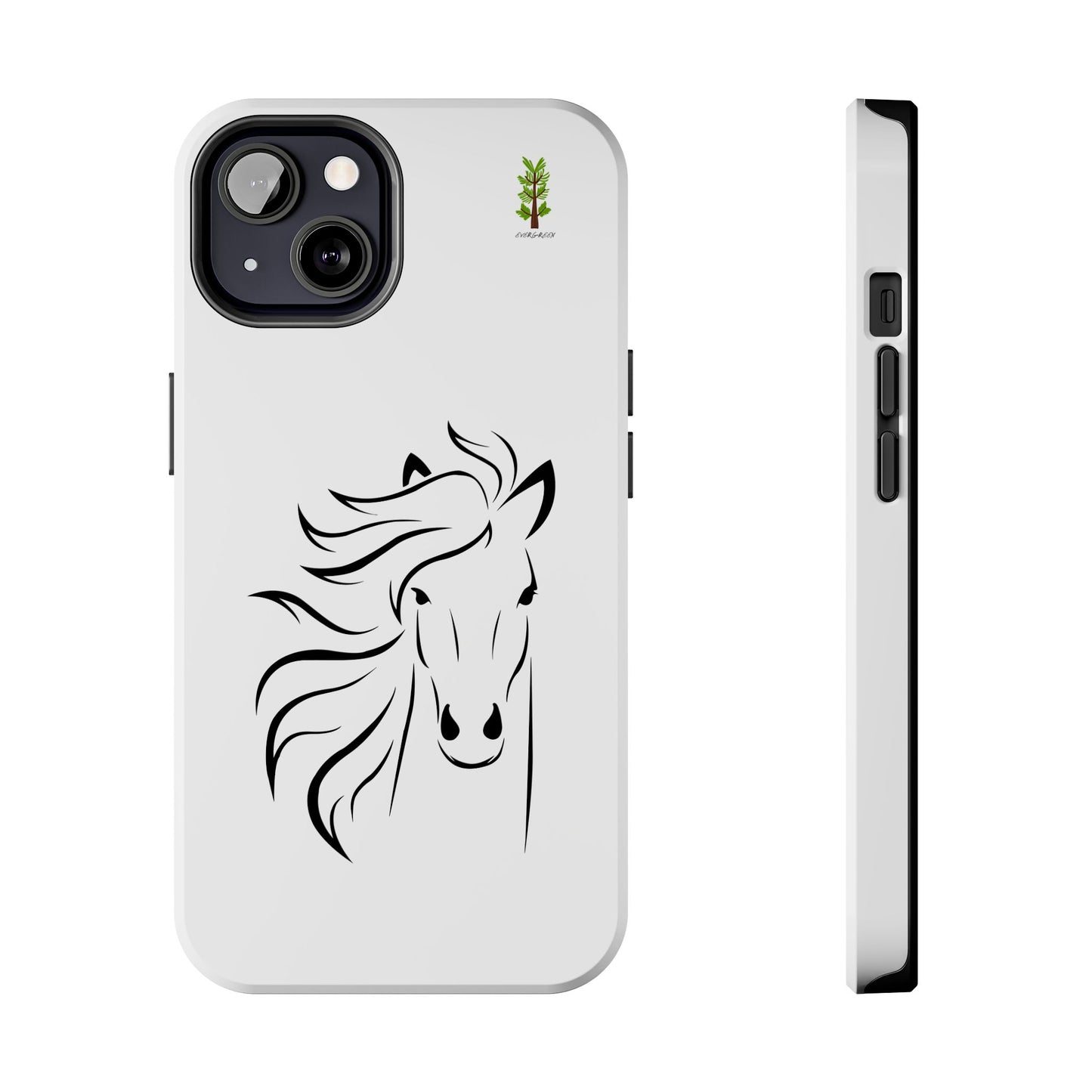 Evergreen Horse Line - Elegant Horse Design Tough Phone Case - Durable Protection for Equestrian Lovers