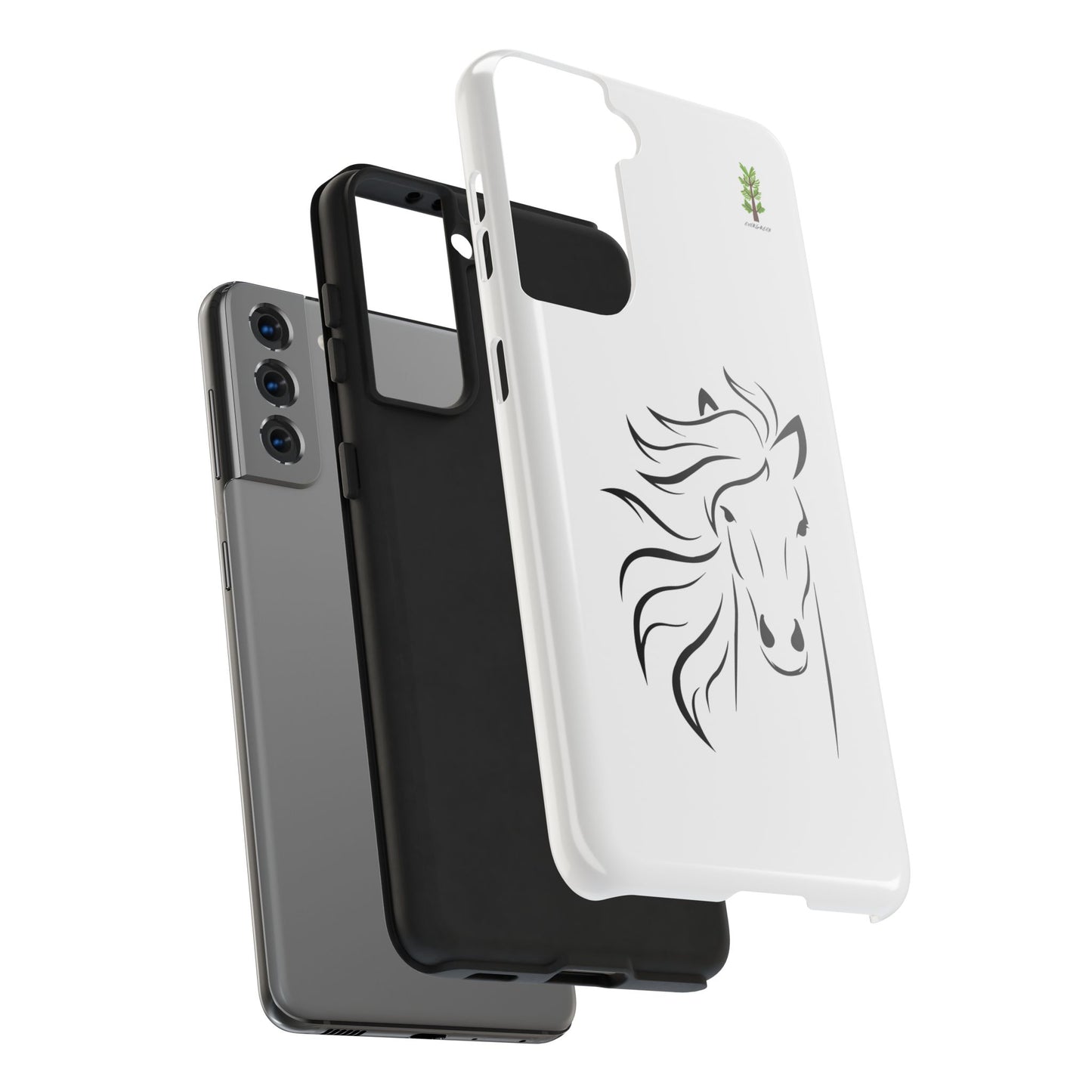 Evergreen Horse Line - Elegant Horse Design Tough Phone Case - Durable Protection for Equestrian Lovers