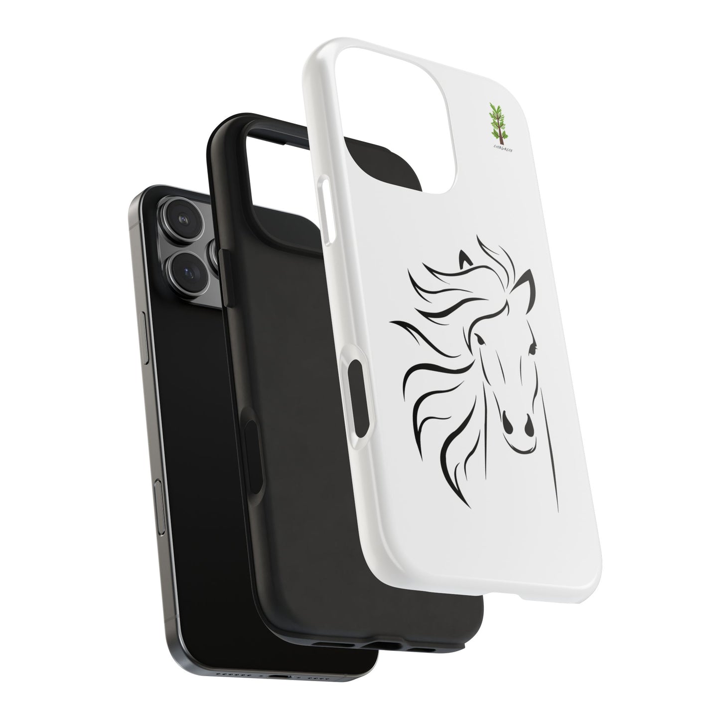 Evergreen Horse Line - Elegant Horse Design Tough Phone Case - Durable Protection for Equestrian Lovers