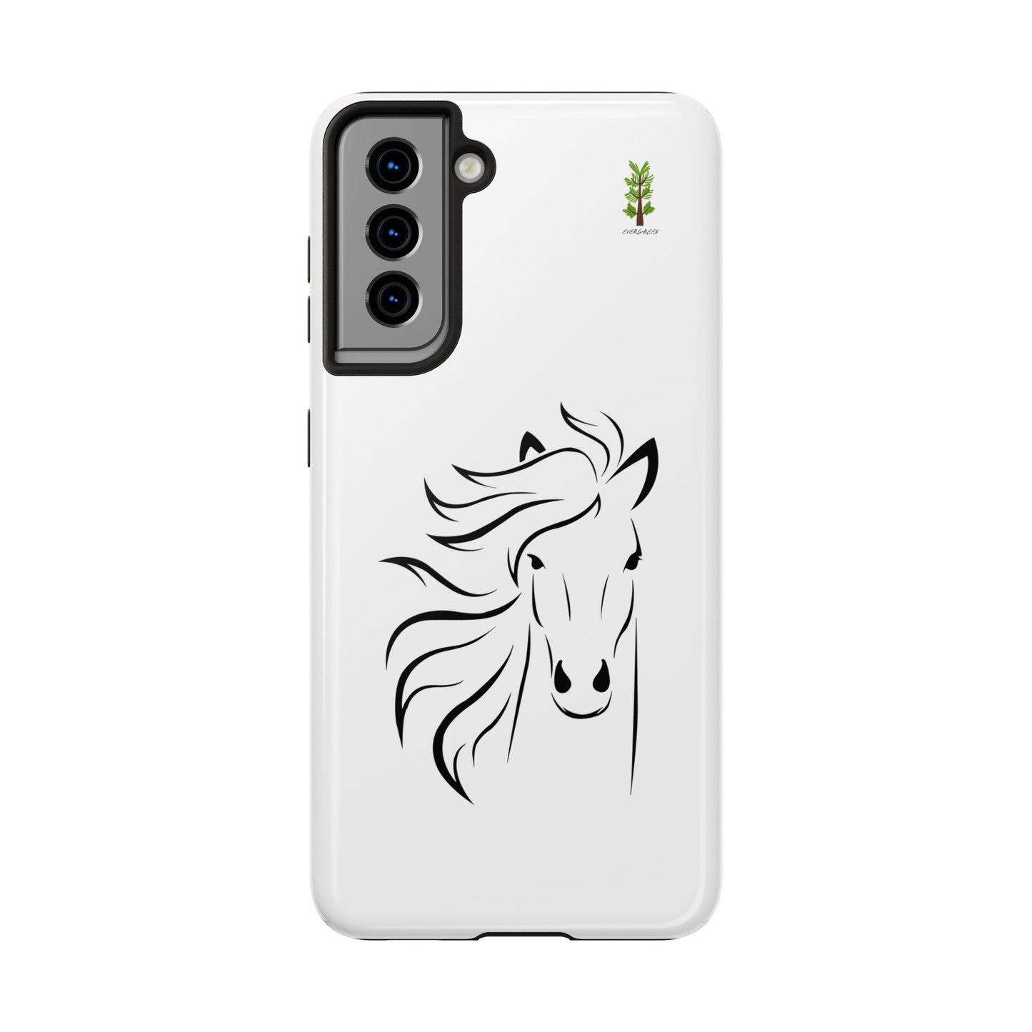 Evergreen Horse Line - Elegant Horse Design Tough Phone Case - Durable Protection for Equestrian Lovers