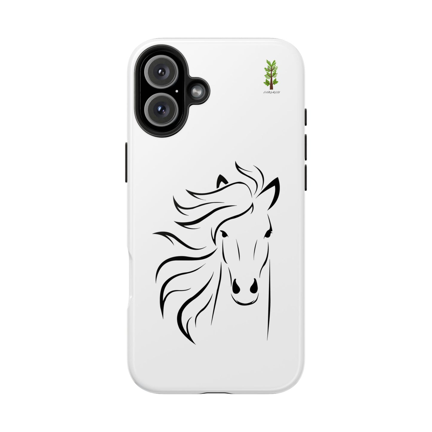 Evergreen Horse Line - Elegant Horse Design Tough Phone Case - Durable Protection for Equestrian Lovers