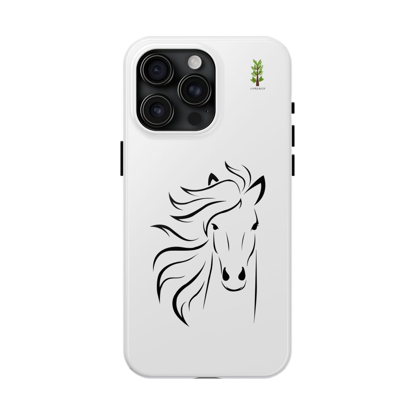 Evergreen Horse Line - Elegant Horse Design Tough Phone Case - Durable Protection for Equestrian Lovers