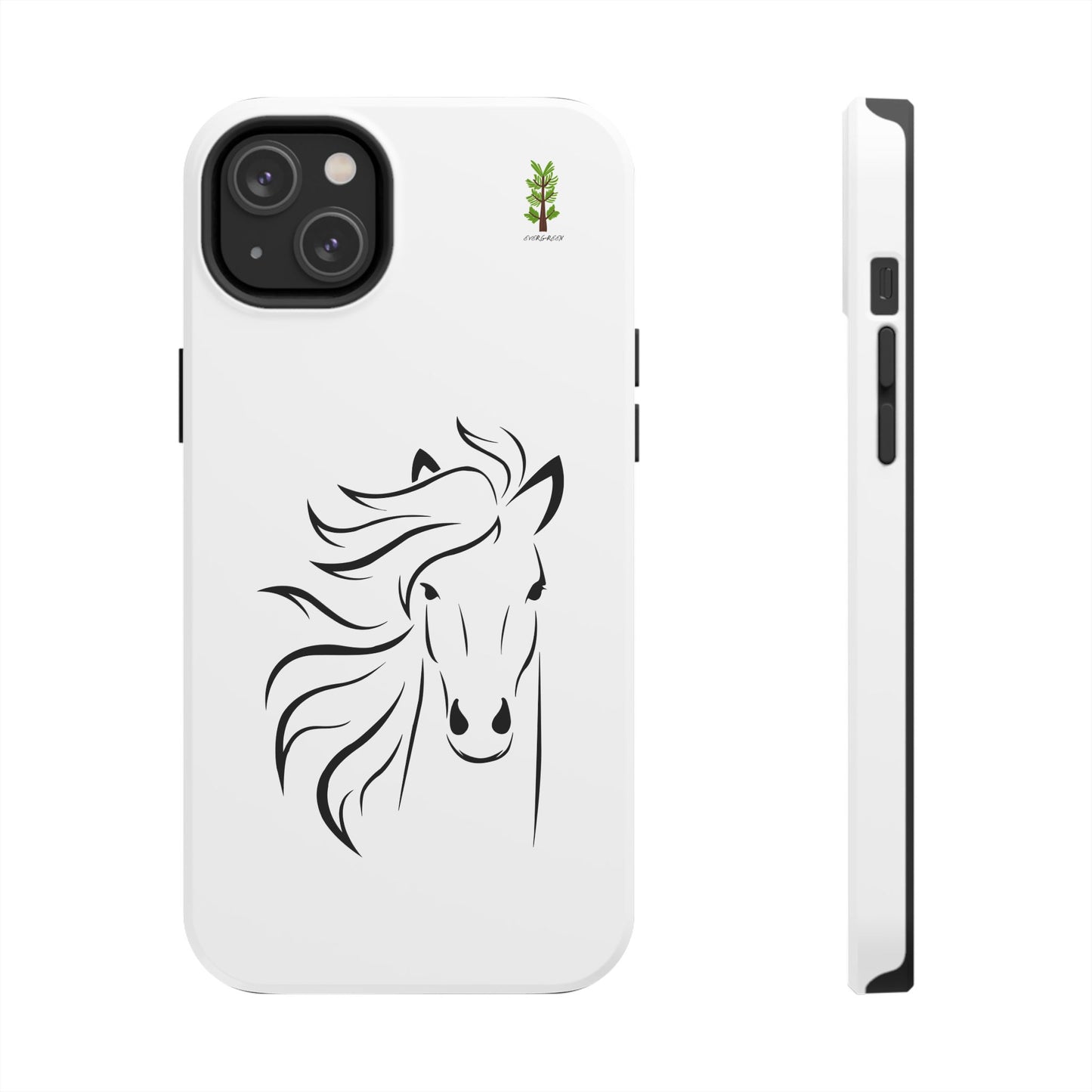 Evergreen Horse Line - Elegant Horse Design Tough Phone Case - Durable Protection for Equestrian Lovers