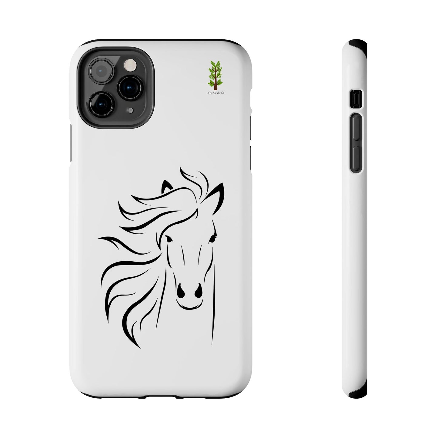 Evergreen Horse Line - Elegant Horse Design Tough Phone Case - Durable Protection for Equestrian Lovers