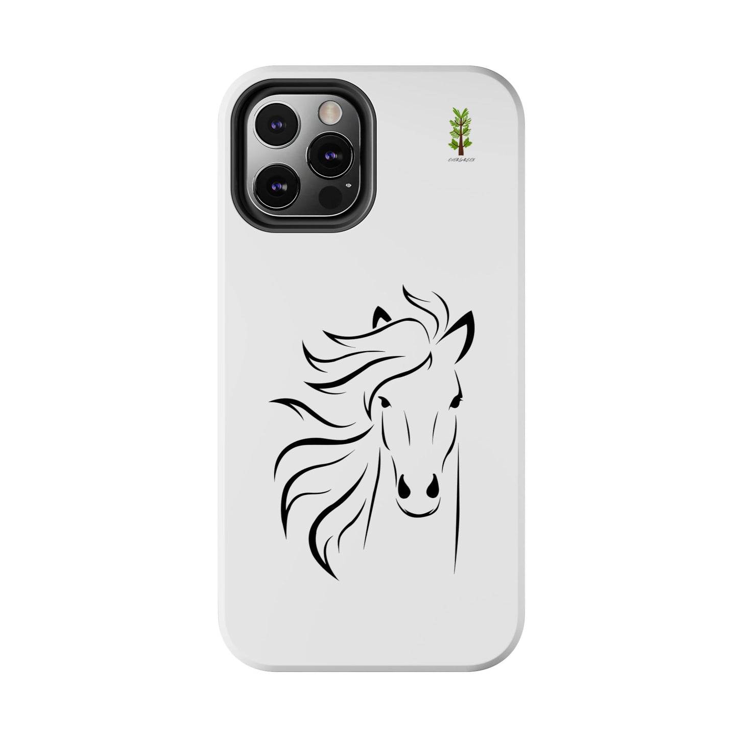 Evergreen Horse Line - Elegant Horse Design Tough Phone Case - Durable Protection for Equestrian Lovers