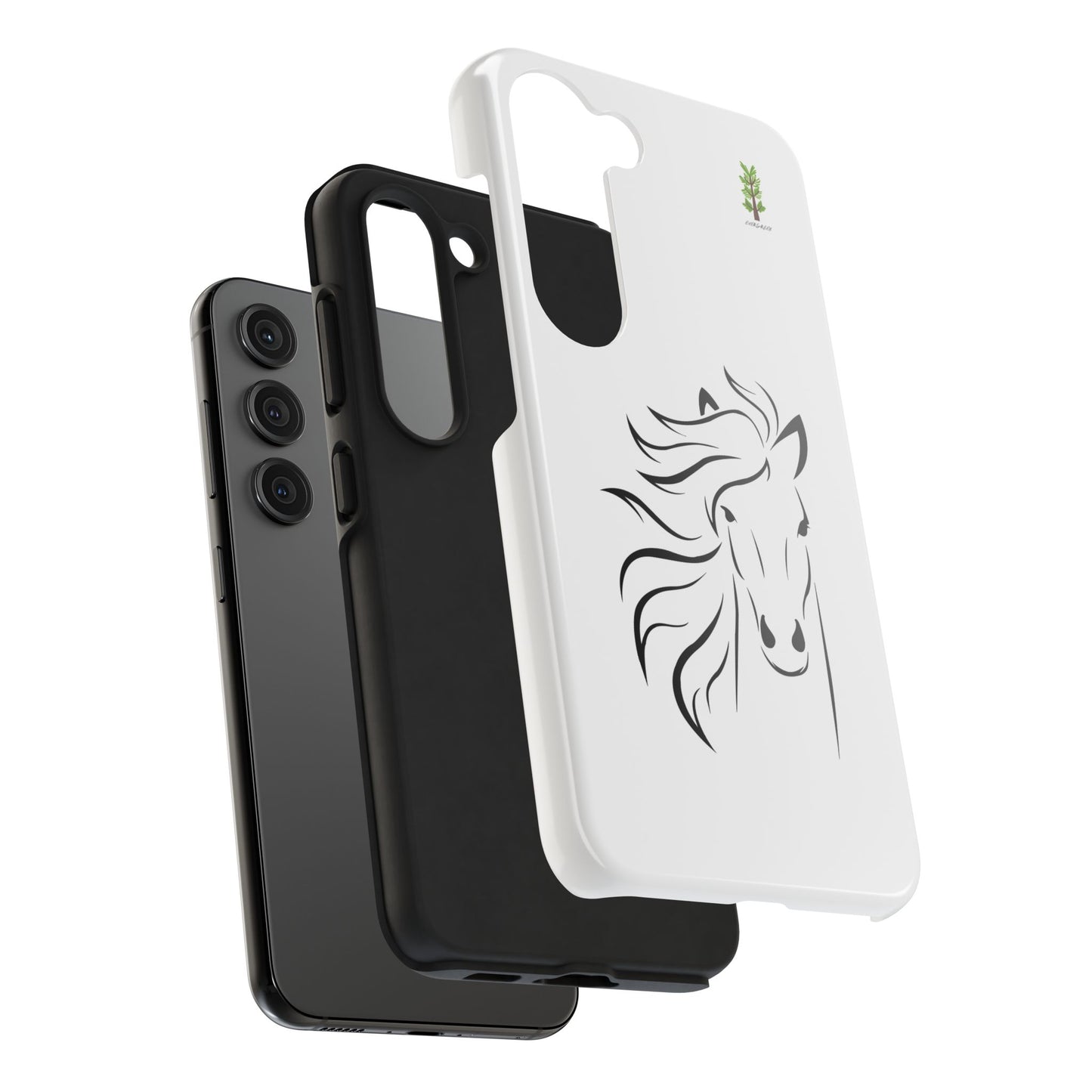 Evergreen Horse Line - Elegant Horse Design Tough Phone Case - Durable Protection for Equestrian Lovers