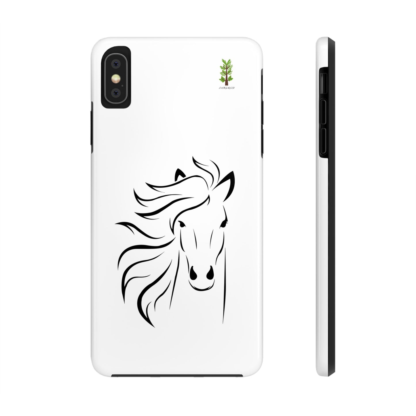 Evergreen Horse Line - Elegant Horse Design Tough Phone Case - Durable Protection for Equestrian Lovers