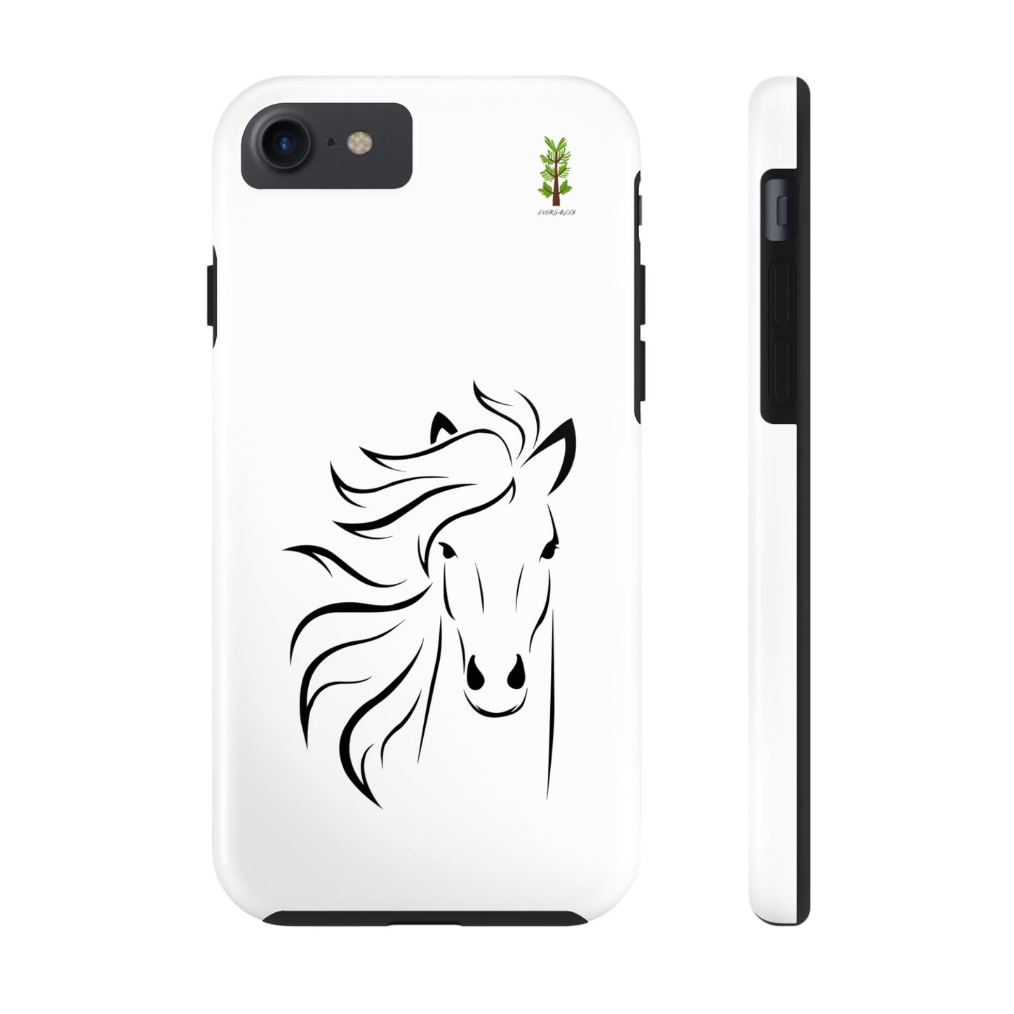 Evergreen Horse Line - Elegant Horse Design Tough Phone Case - Durable Protection for Equestrian Lovers