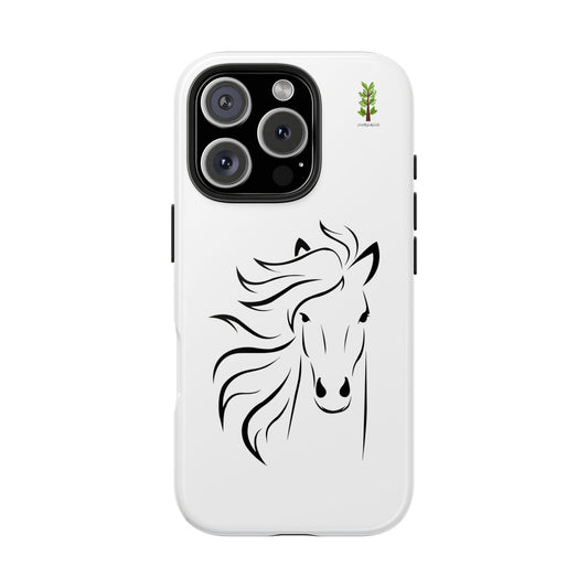 Evergreen Horse Line - Elegant Horse Design Tough Phone Case - Durable Protection for Equestrian Lovers