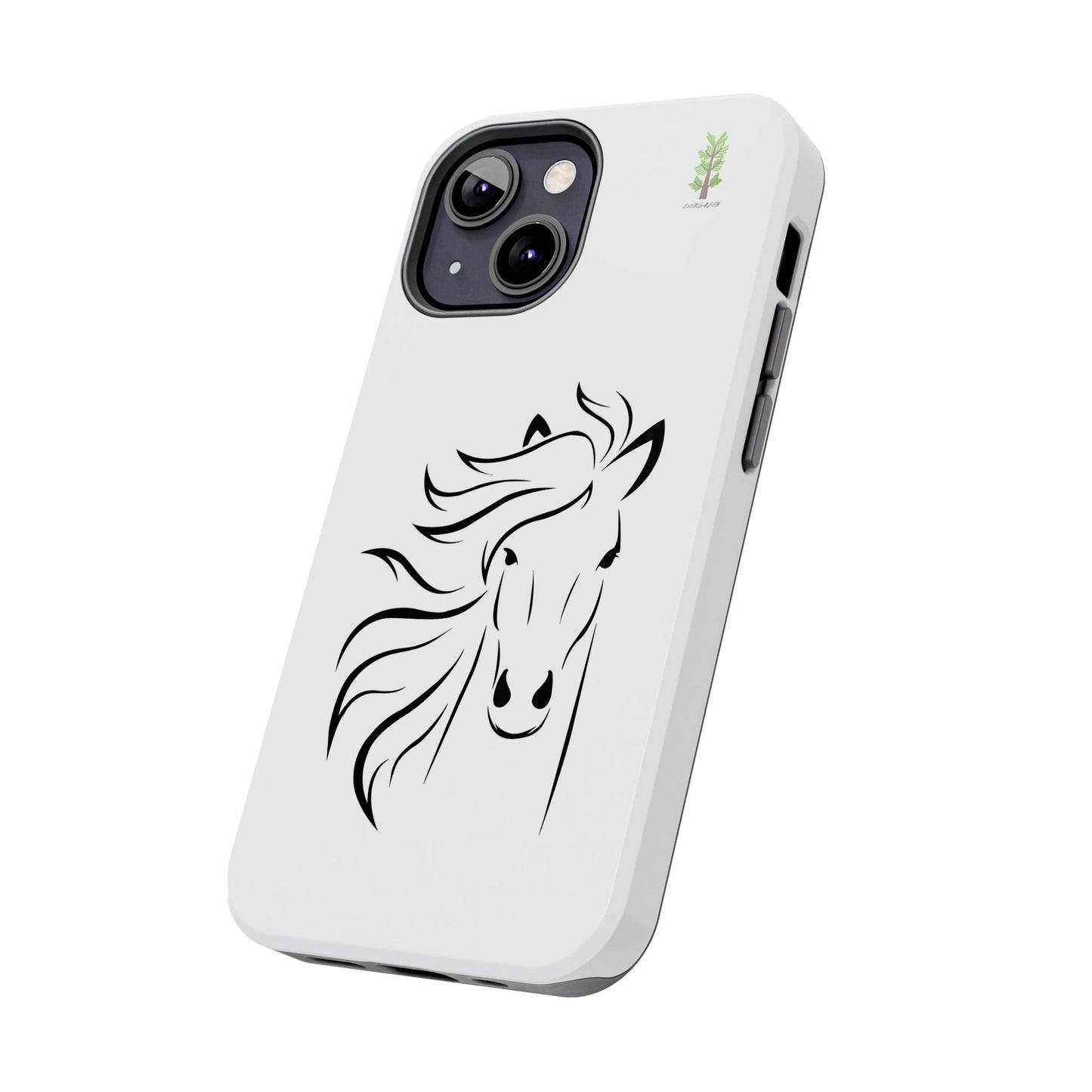 Evergreen Horse Line - Elegant Horse Design Tough Phone Case - Durable Protection for Equestrian Lovers