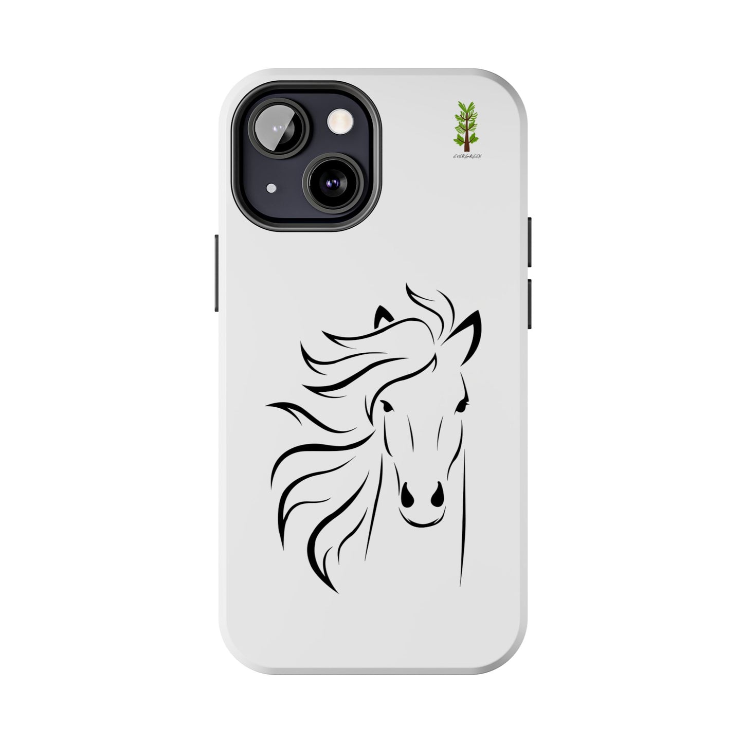 Evergreen Horse Line - Elegant Horse Design Tough Phone Case - Durable Protection for Equestrian Lovers