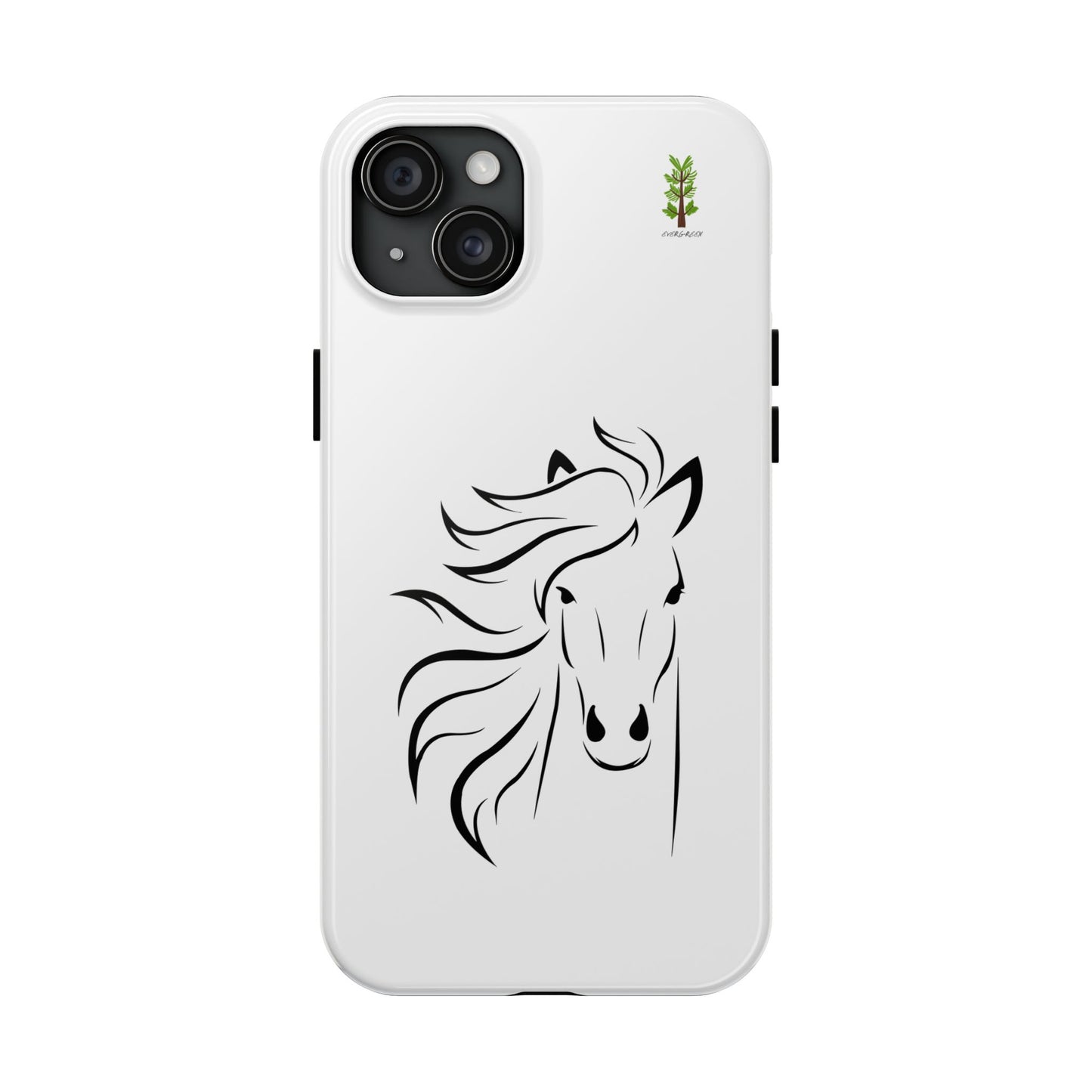 Evergreen Horse Line - Elegant Horse Design Tough Phone Case - Durable Protection for Equestrian Lovers