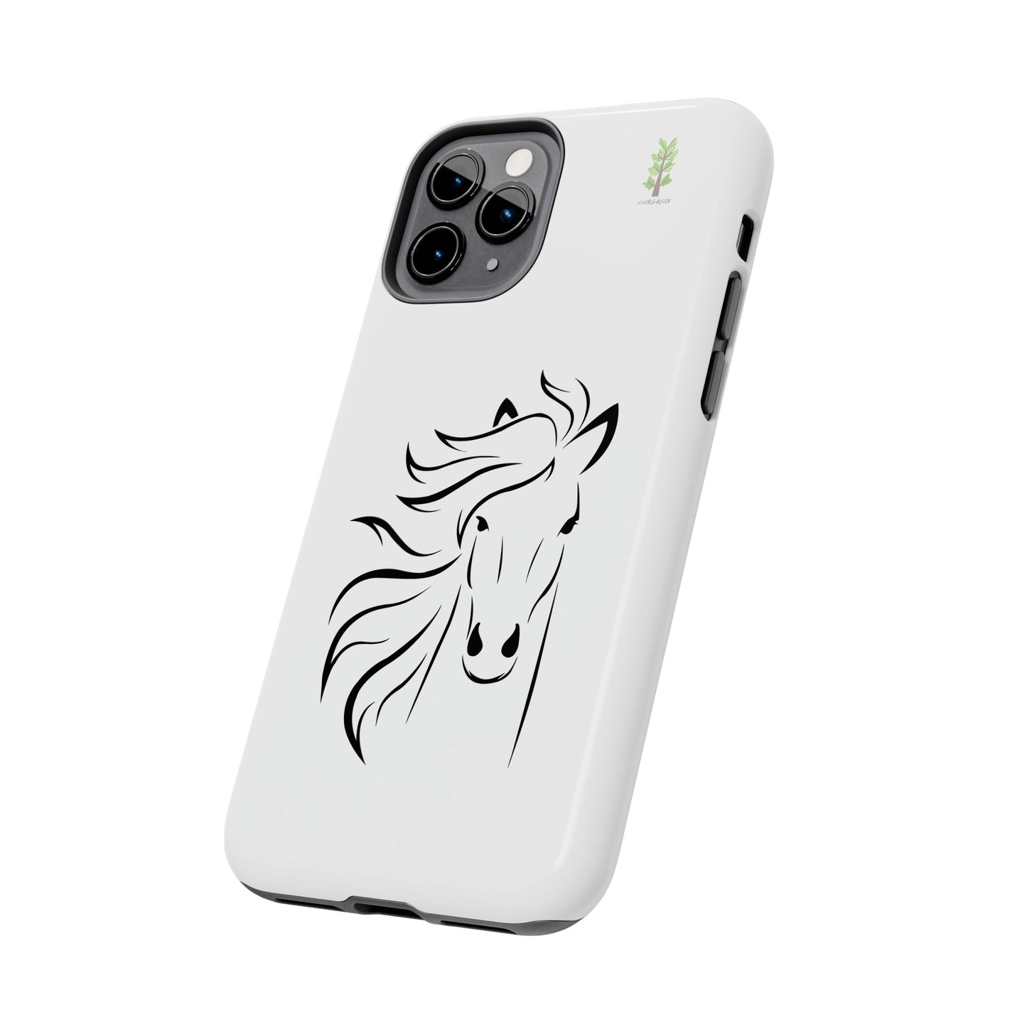 Evergreen Horse Line - Elegant Horse Design Tough Phone Case - Durable Protection for Equestrian Lovers