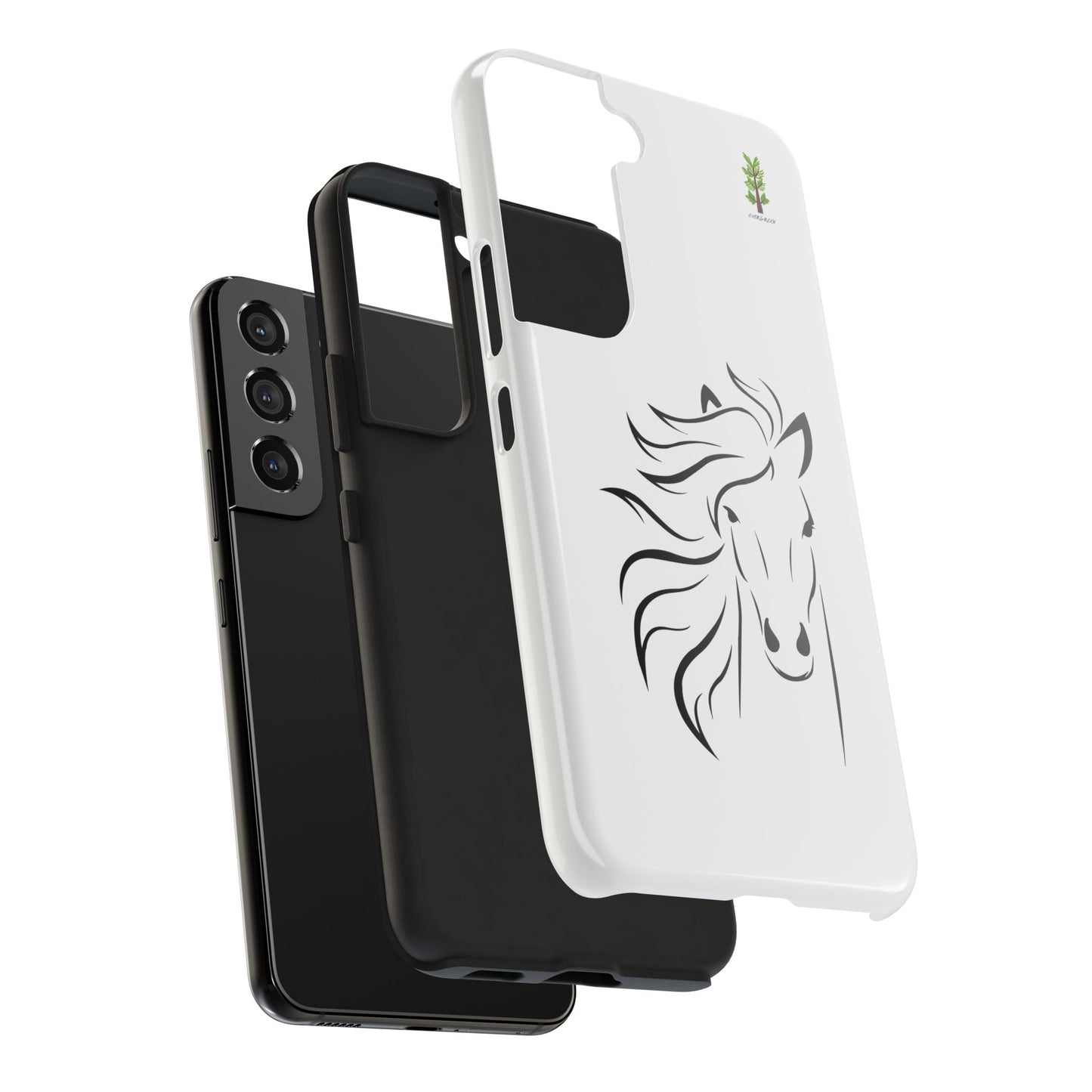 Evergreen Horse Line - Elegant Horse Design Tough Phone Case - Durable Protection for Equestrian Lovers