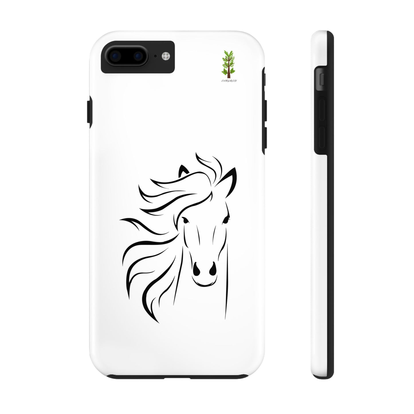 Evergreen Horse Line - Elegant Horse Design Tough Phone Case - Durable Protection for Equestrian Lovers