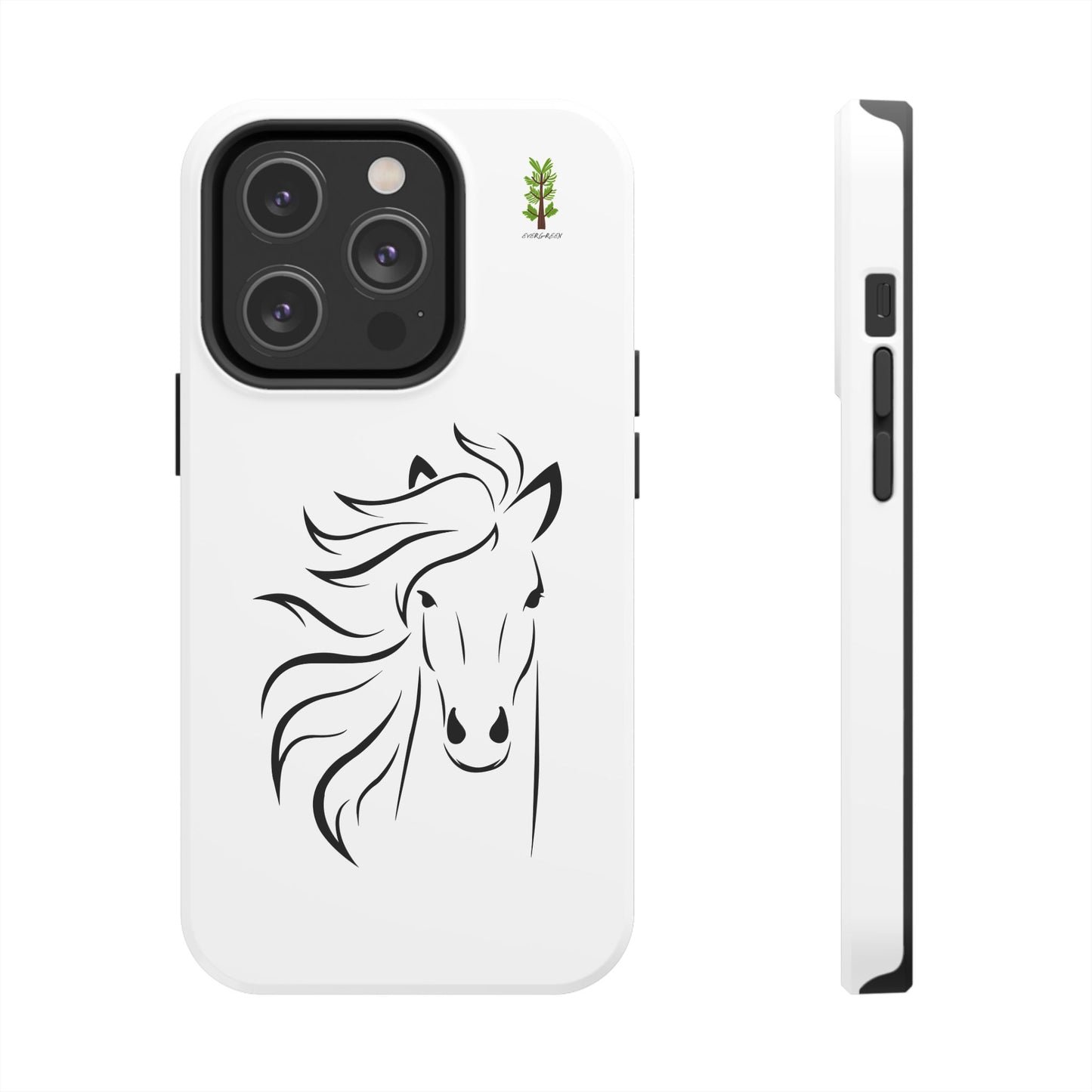 Evergreen Horse Line - Elegant Horse Design Tough Phone Case - Durable Protection for Equestrian Lovers