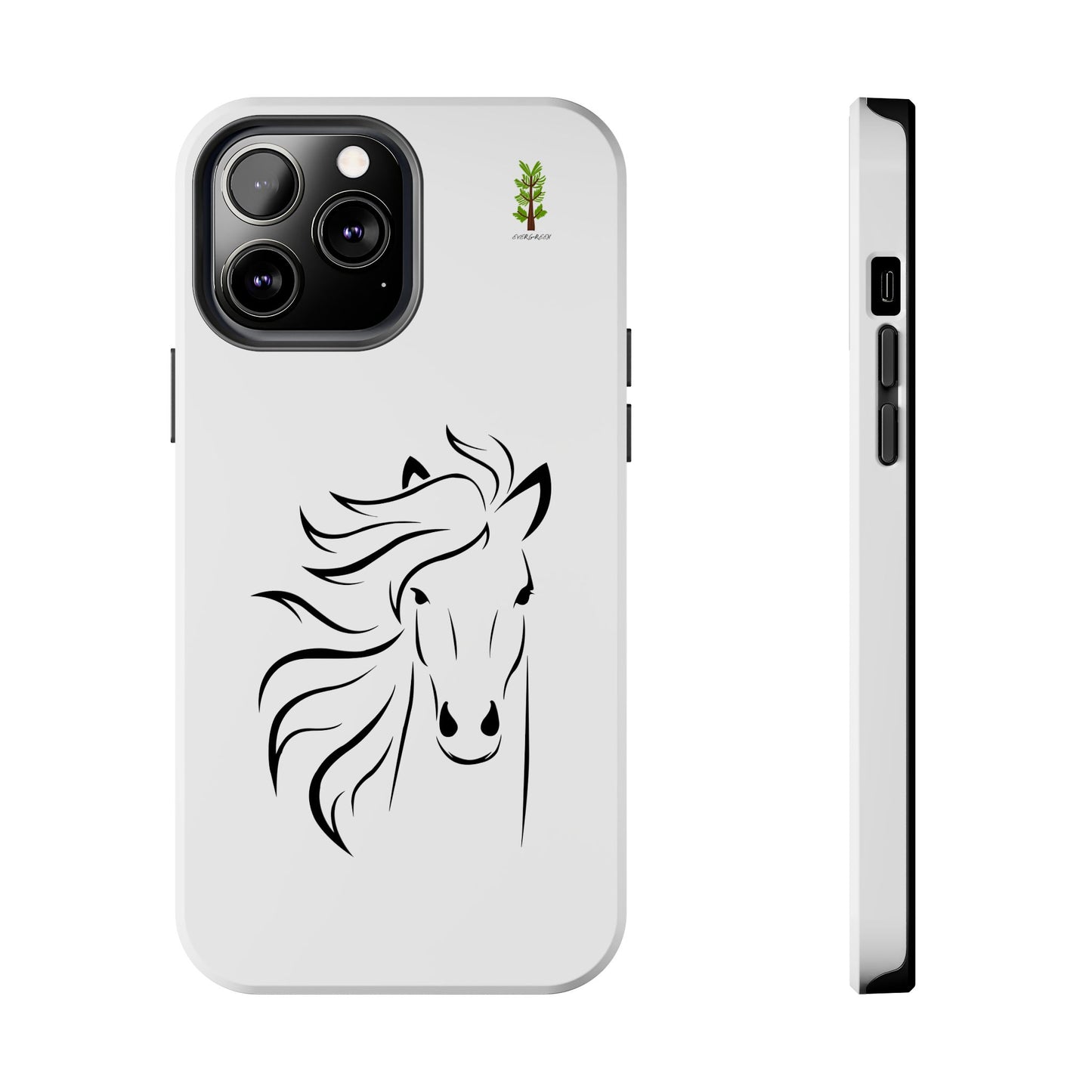 Evergreen Horse Line - Elegant Horse Design Tough Phone Case - Durable Protection for Equestrian Lovers