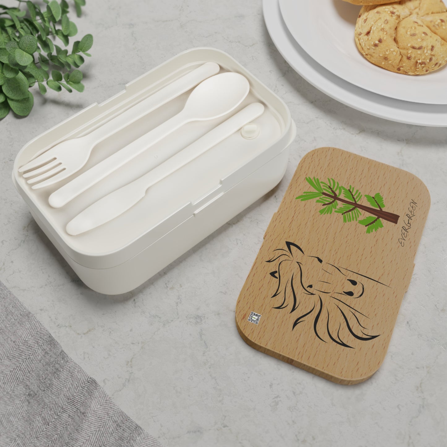 Evergreen Horse Line Eco-Friendly Bento Lunch Box - Horse & Evergreen Design