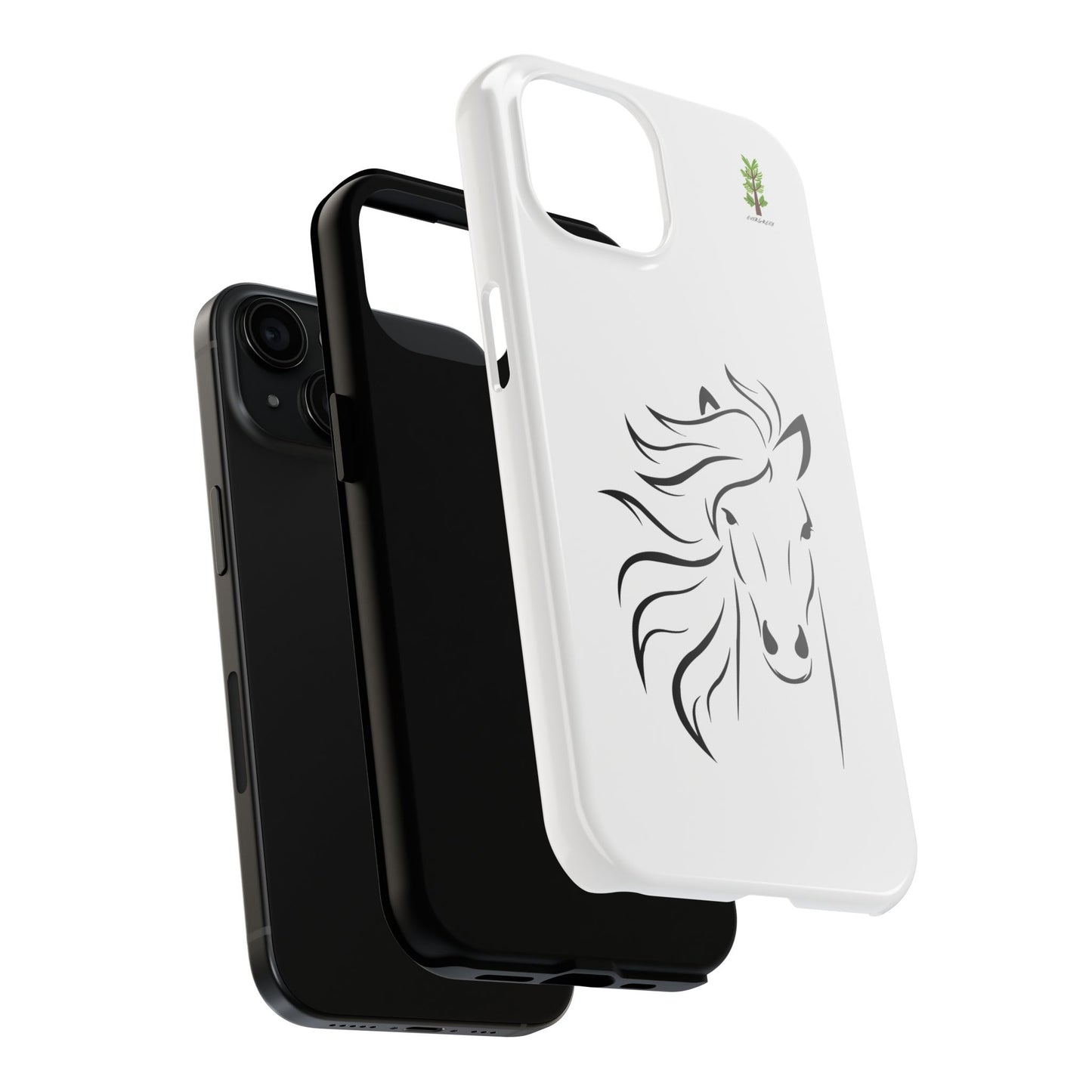 Evergreen Horse Line - Elegant Horse Design Tough Phone Case - Durable Protection for Equestrian Lovers