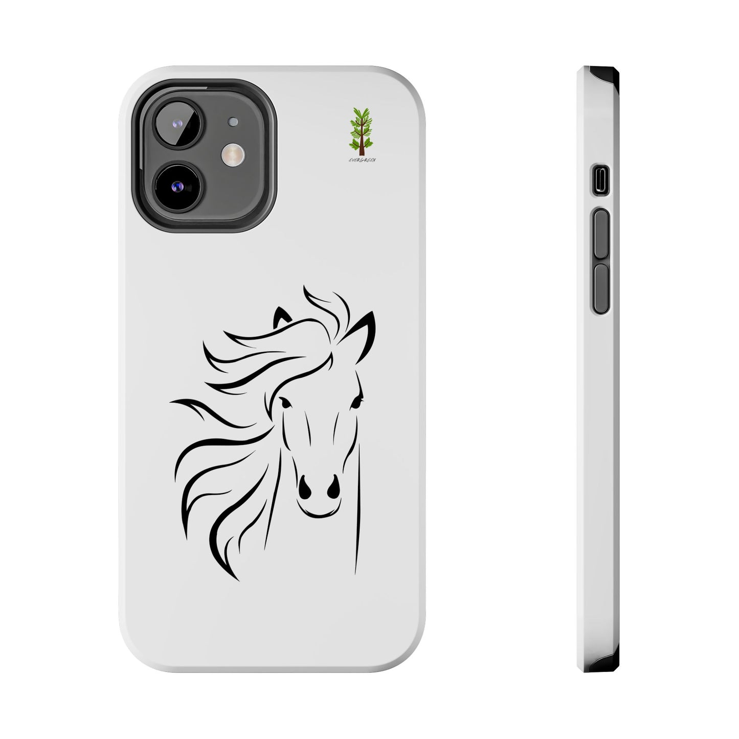 Evergreen Horse Line - Elegant Horse Design Tough Phone Case - Durable Protection for Equestrian Lovers