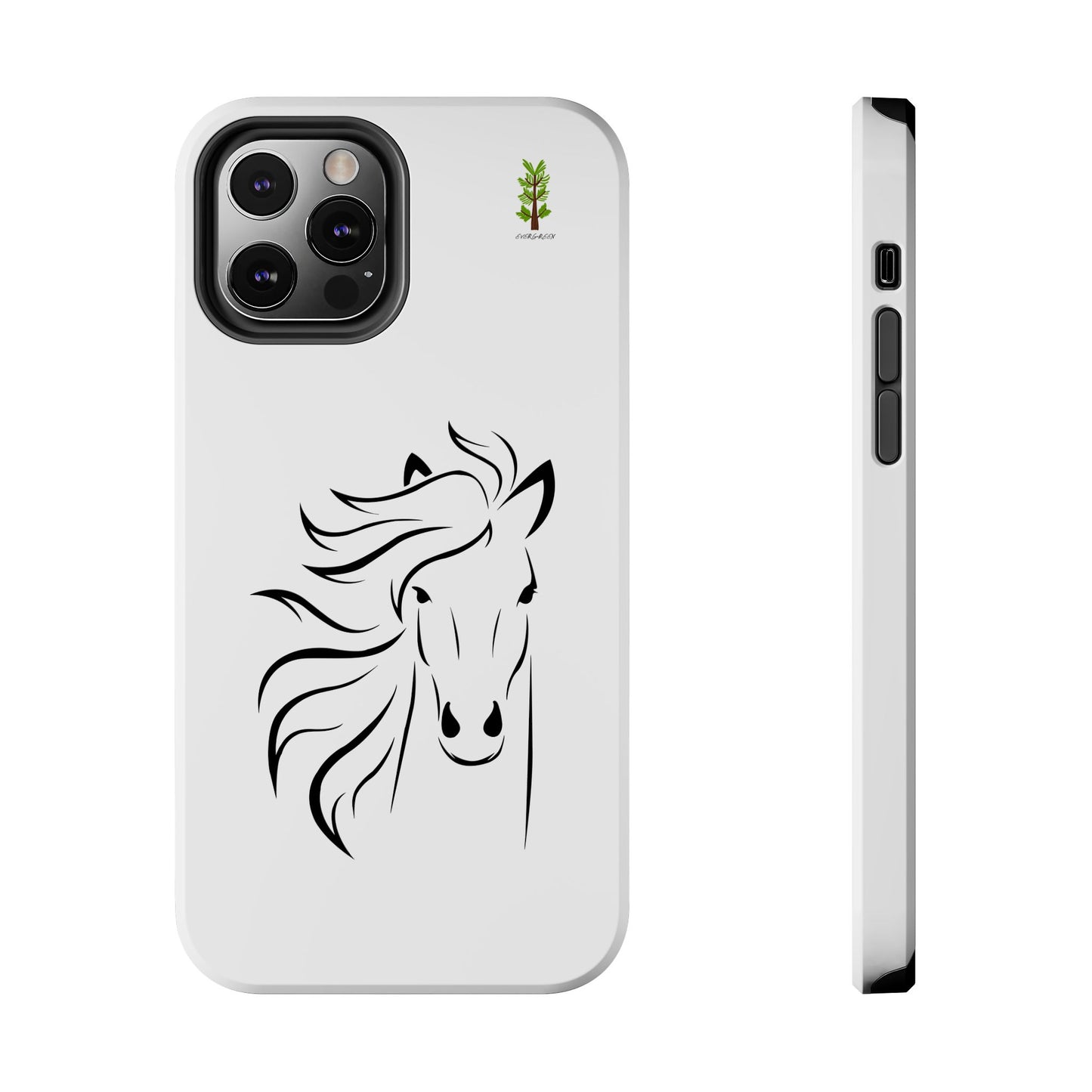 Evergreen Horse Line - Elegant Horse Design Tough Phone Case - Durable Protection for Equestrian Lovers