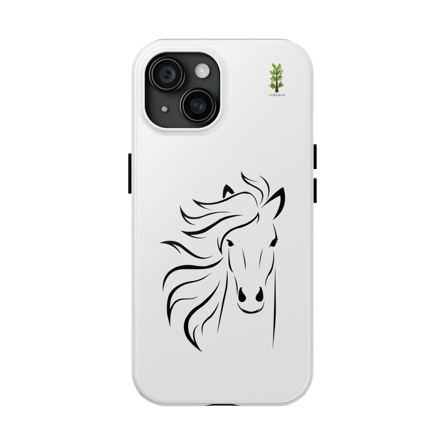 Evergreen Horse Line - Elegant Horse Design Tough Phone Case - Durable Protection for Equestrian Lovers