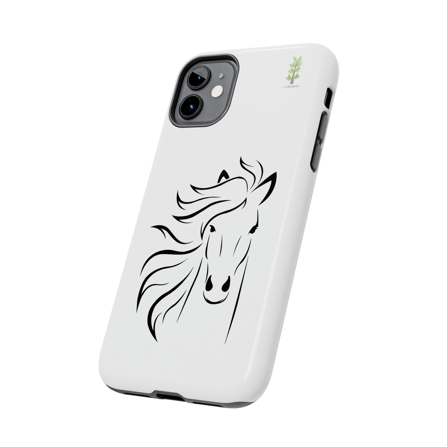 Evergreen Horse Line - Elegant Horse Design Tough Phone Case - Durable Protection for Equestrian Lovers