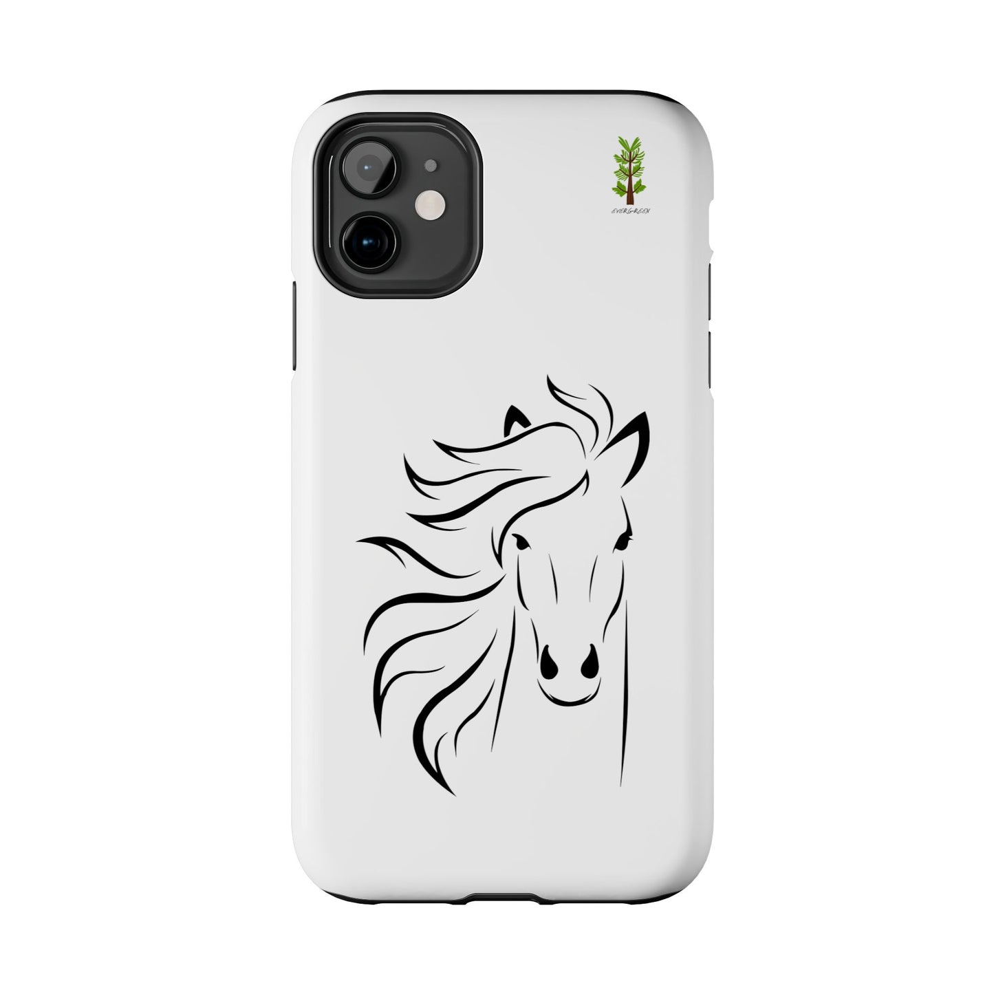 Evergreen Horse Line - Elegant Horse Design Tough Phone Case - Durable Protection for Equestrian Lovers