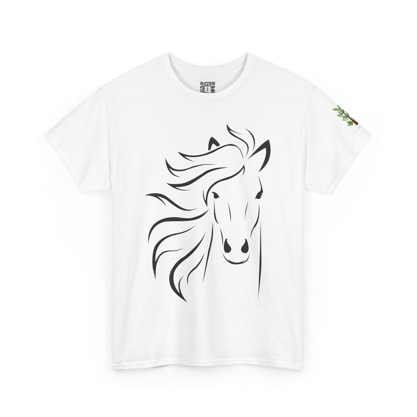 Evergreen Horse Line - Majestic Horse Unisex Heavy Cotton Tee - Wildlife Lover's Shirt