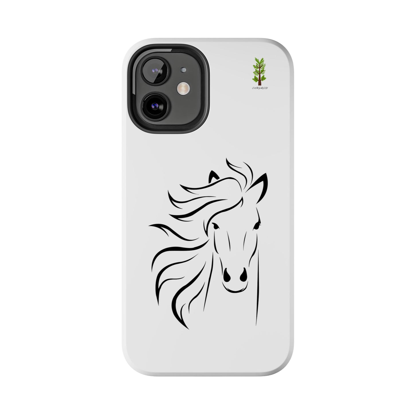 Evergreen Horse Line - Elegant Horse Design Tough Phone Case - Durable Protection for Equestrian Lovers