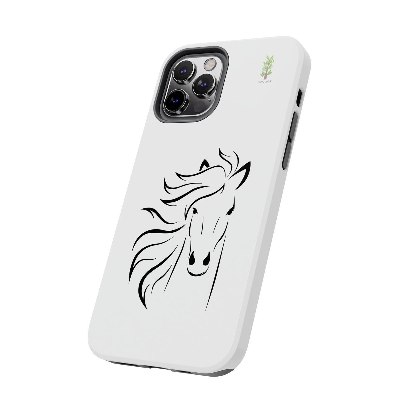 Evergreen Horse Line - Elegant Horse Design Tough Phone Case - Durable Protection for Equestrian Lovers