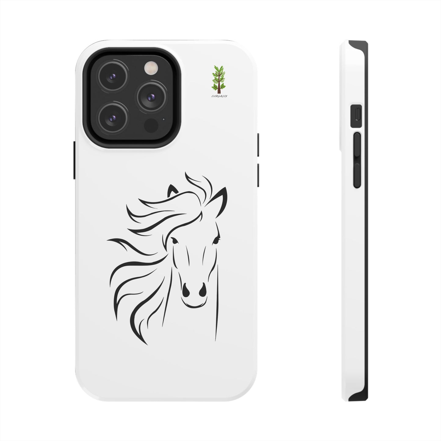 Evergreen Horse Line - Elegant Horse Design Tough Phone Case - Durable Protection for Equestrian Lovers